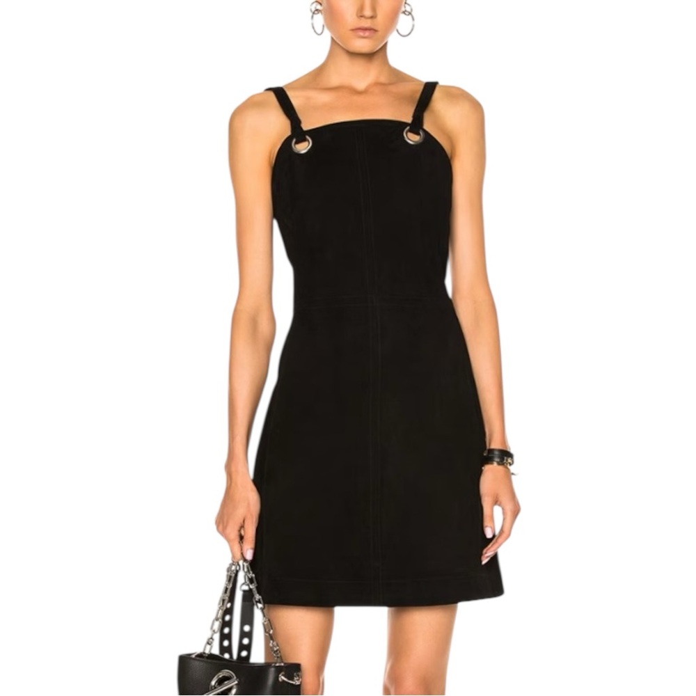 Rag & Bone Croft Black Genuine Suede Leather Sleeveless Mini Dress sz 10